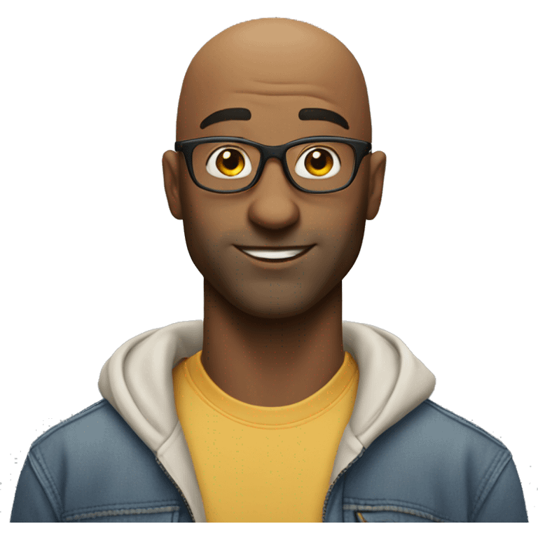 cool bald guy with glasses no beard with cap emoji