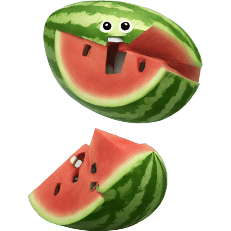 gobbling up a watermelon emoji