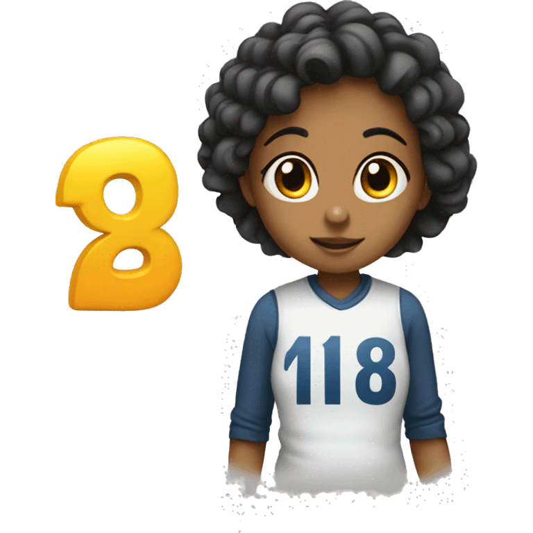 Numbers 18 with a girl emoji