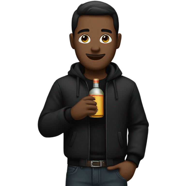 Guy with black outfit and liquor  emoji