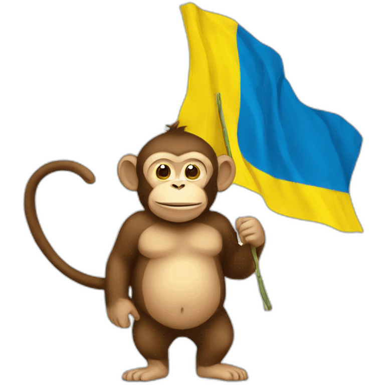 Fat monkey with Ukraine flag emoji