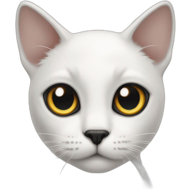 white cat with black head emoji