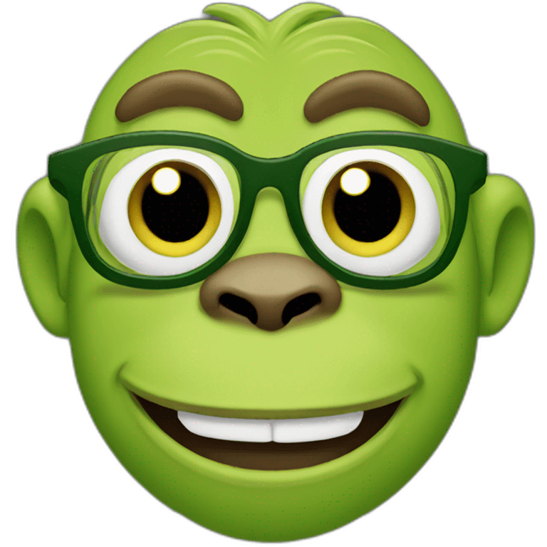 Monkey shrek green crazy with glasses emoji