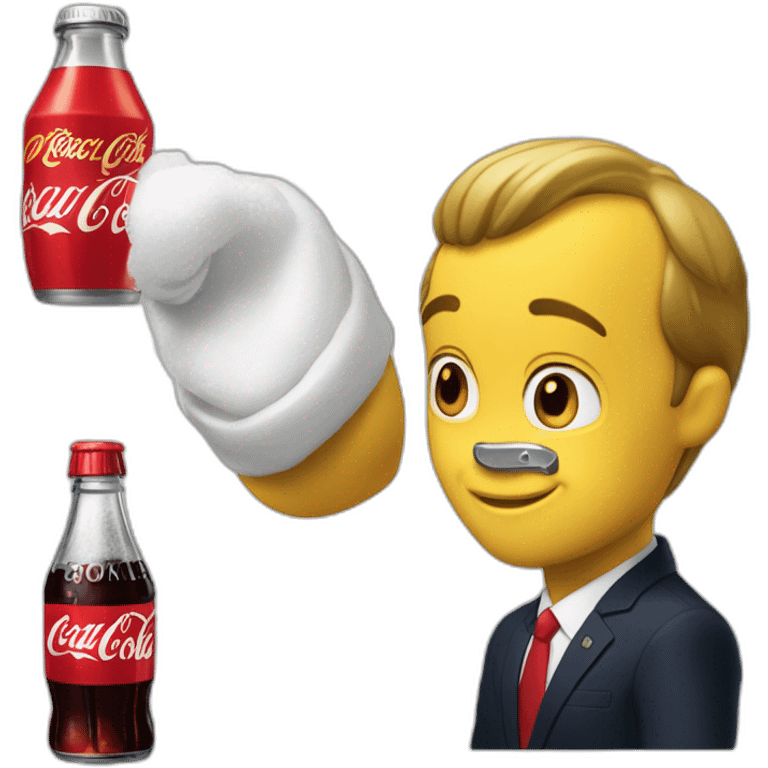 Macron caresse pikashu qui boit du coca cola emoji