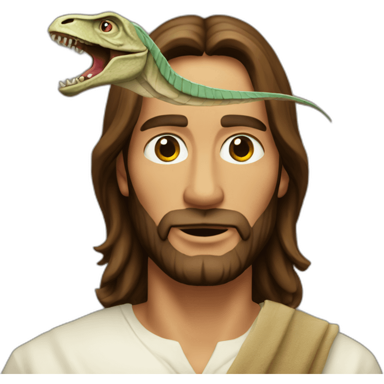 Jesus with a velociraptor head emoji