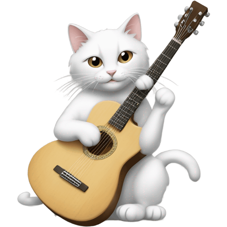 un gatto bianco che suona la chitarra emoji