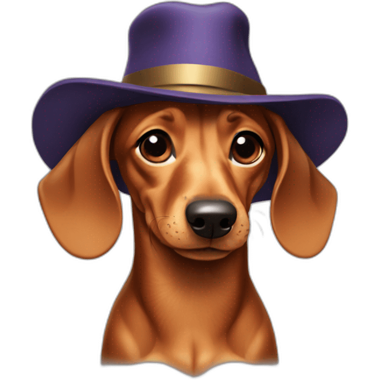 dachshund with a hat emoji