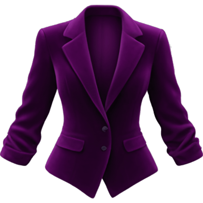 Realistic isolated dark plum purple velvet feminine fashion blazer jacket.  emoji