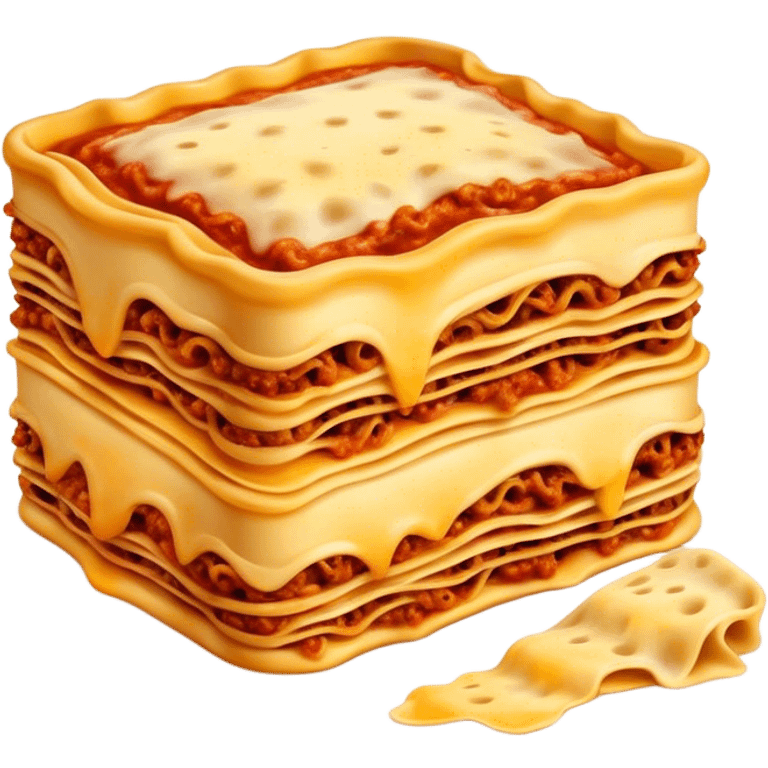 Cinematic Realistic Lasagne alla Bolognese Dish Emoji, depicted with layered pasta, rich meat sauce, and melted cheese rendered with exquisite detail and hearty, warm lighting. emoji