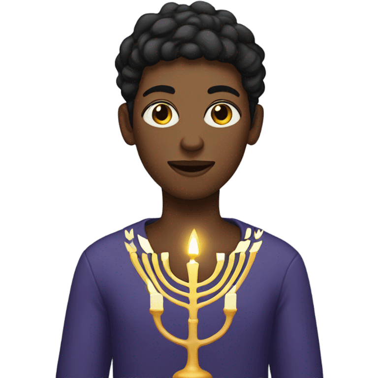 Nonbinary person with a menorah emoji