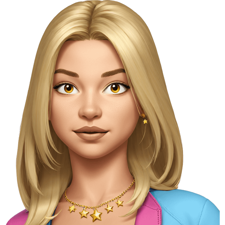 blonde girl with star necklace emoji