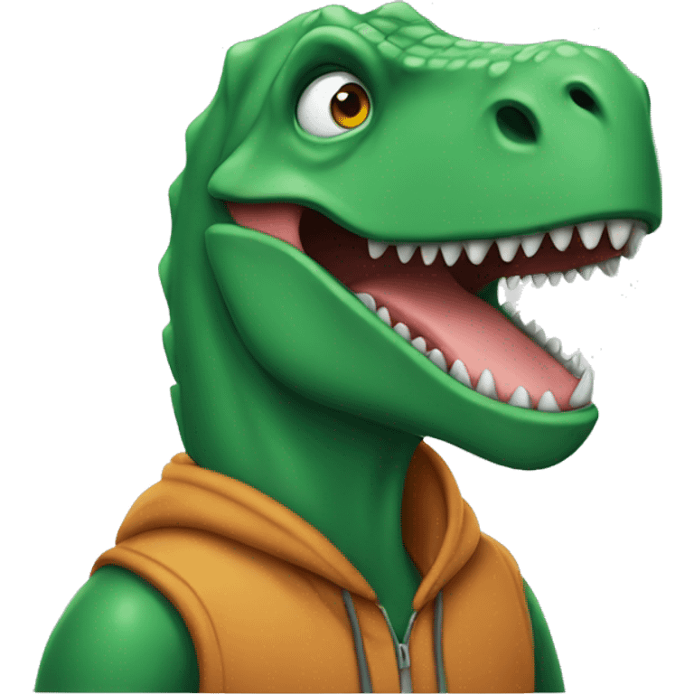 Dinosaur wearing a hoodie  emoji