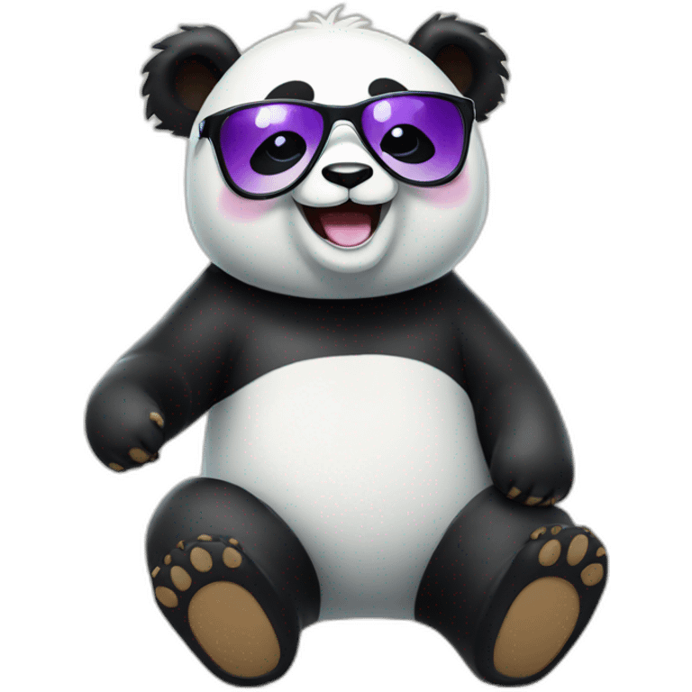 a happy panda bear with cool glasses full body emoji