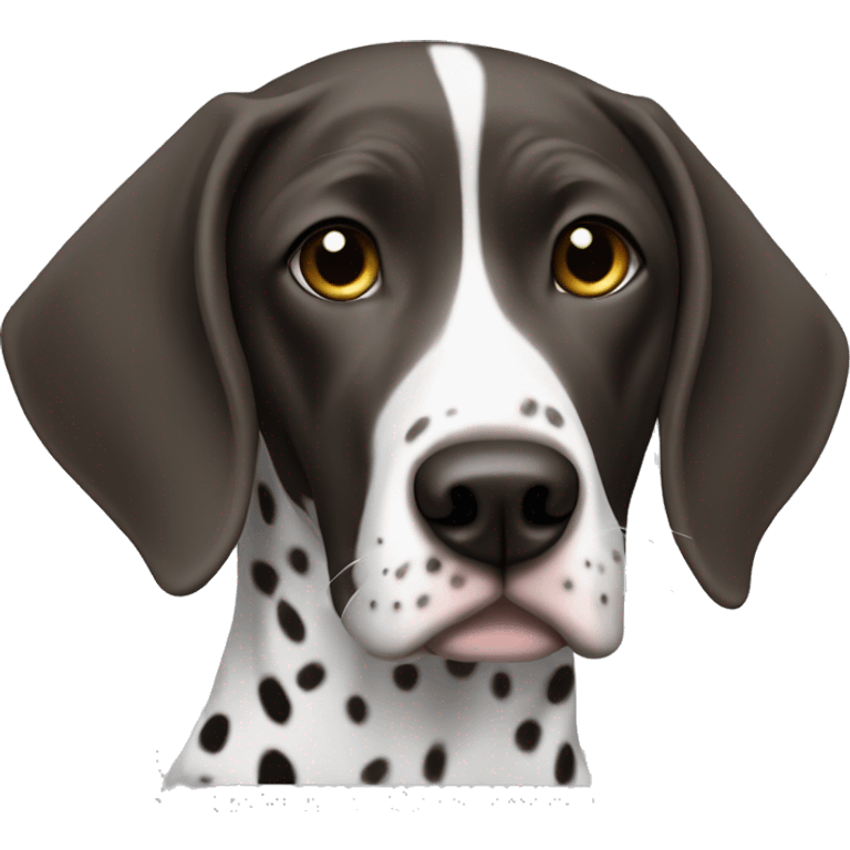 white with black spot german short haired pointer wearing a hoodie emoji