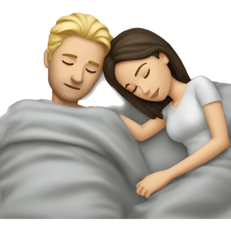 Blond man and brunette woman asleep emoji