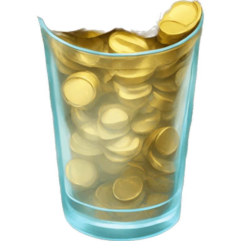 Glass full of gold coins emoji