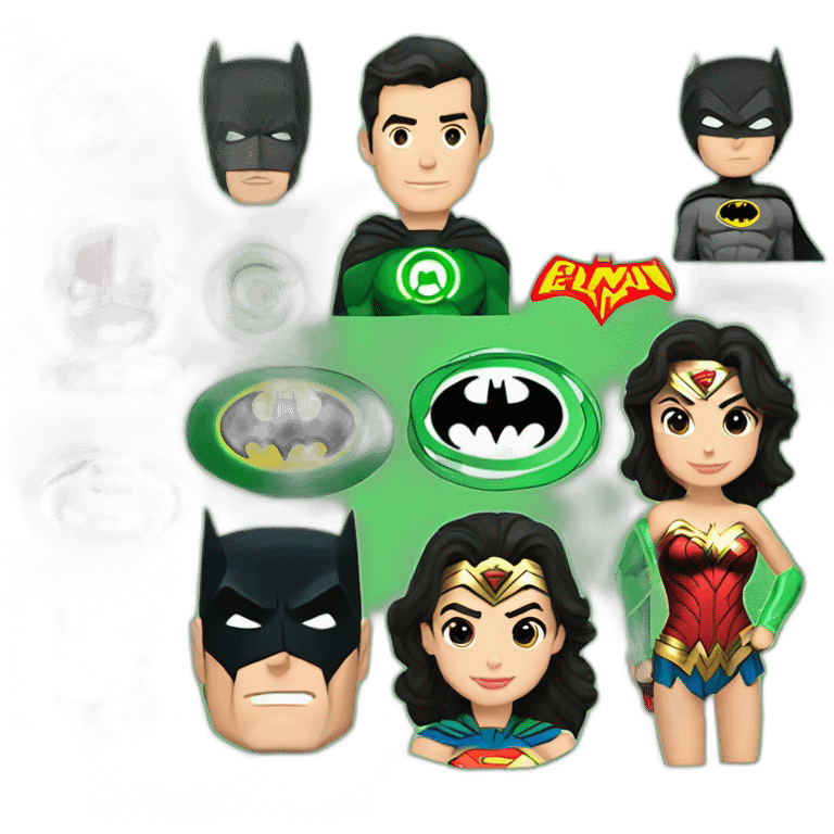 Wonder woman, batman, green lantern, superman flash emoji