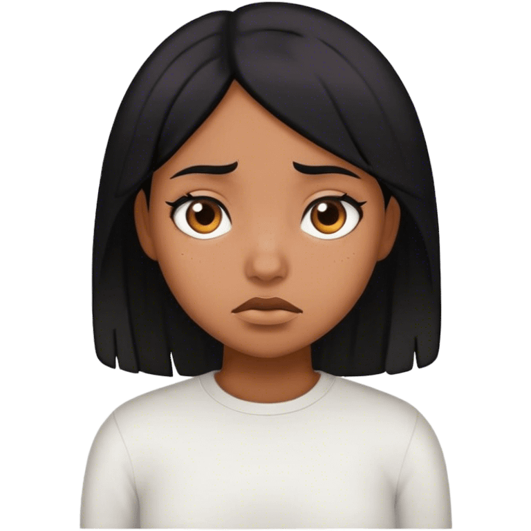 a black hair girl is tired of living alone emoji