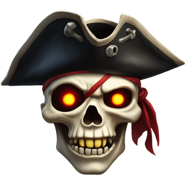 Scary pirate skull with glowing red eyes emoji