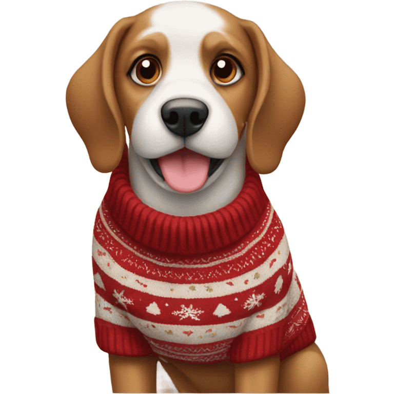 Dog wearing sweater for christmas emoji