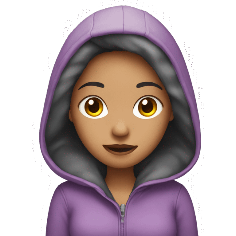 girl wearing a hoodie and ear muffs emoji