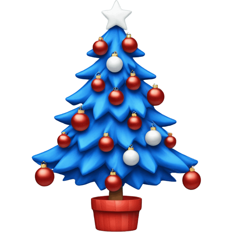 Blue Christmas tree with red and white ornaments  emoji