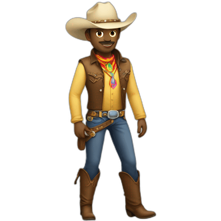 extremely gay cowboy with chaps. full body with a rainbow badge emoji