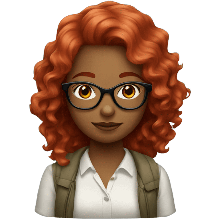 Wavy Red hair girl with glasses  emoji