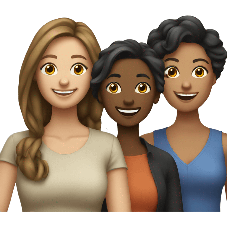 Four diverse women smiling emoji