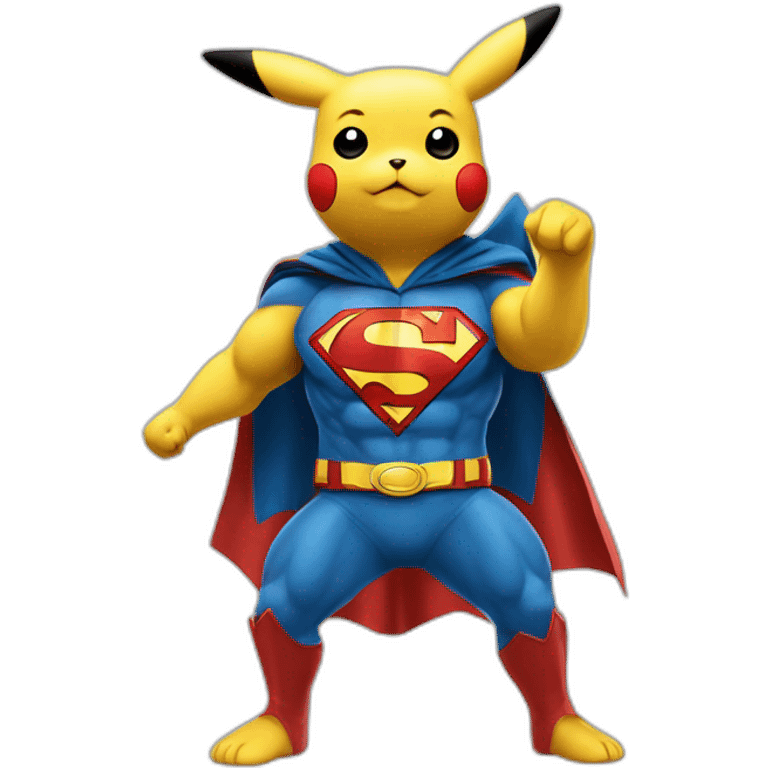 Pikachu déguisé en super man emoji