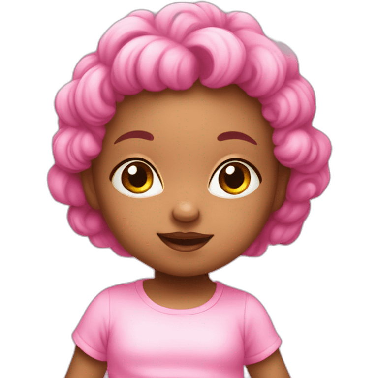 funny cute baby girl in pink emoji