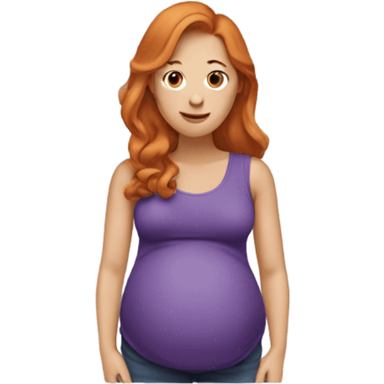 Pregnant woman with purple top and ginger hair emoji