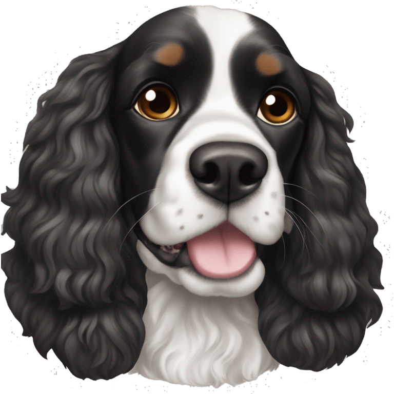 A English  black and white cocker spaniel with brown eye brows emoji