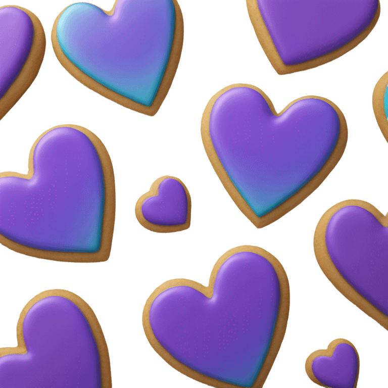 Purple teal heart cookie emoji