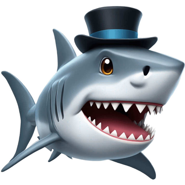 Shark with a top hat emoji