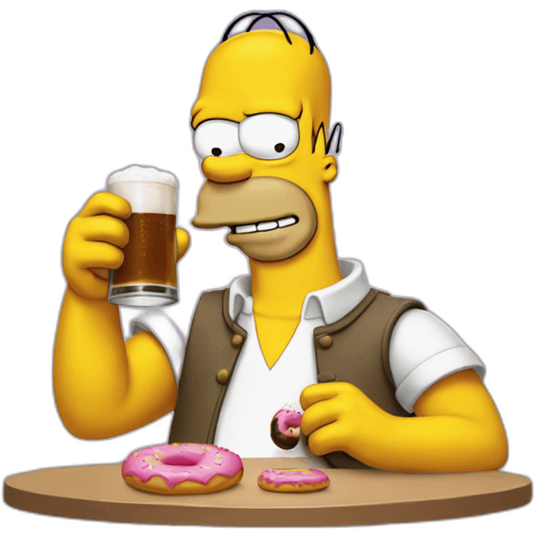 Homer Simpson drinking a beer donuts emoji