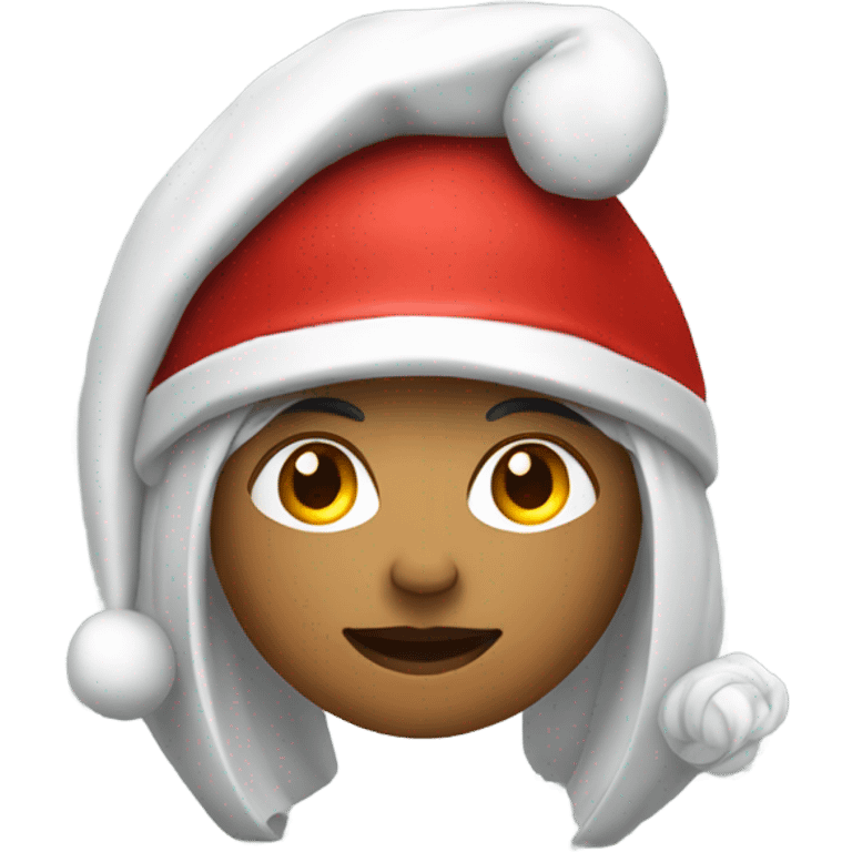 white spartan female wearing red santa hat emoji