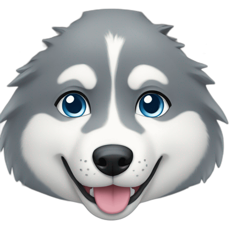 Husky dog light grey light blue eyes smile emoji