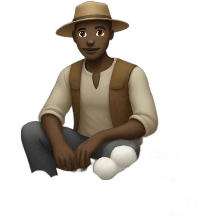 black tribe man working in the cotton field emoji