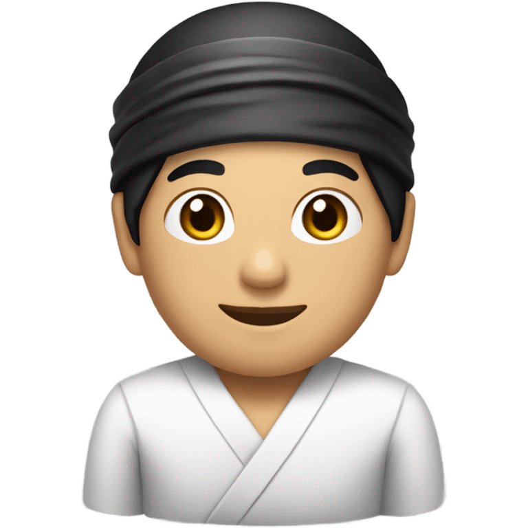 black hair sushi master with bandana emoji