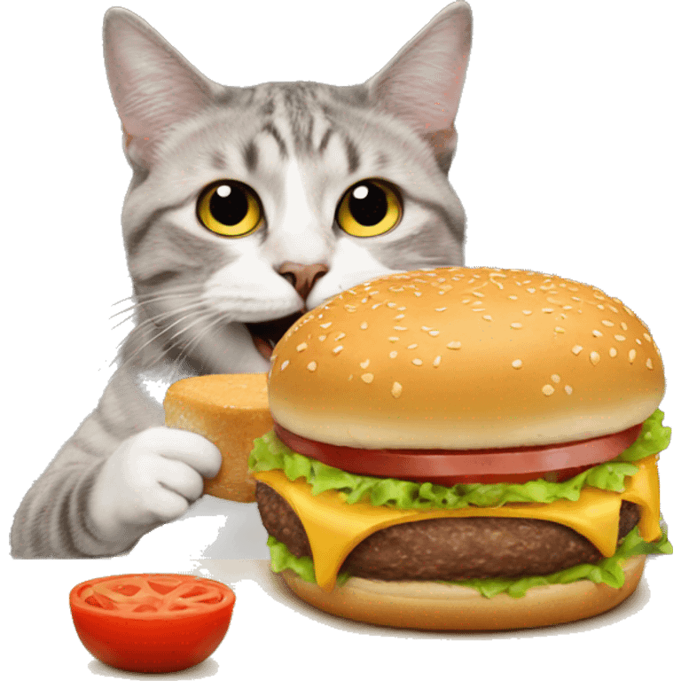 Cat eating burger emoji