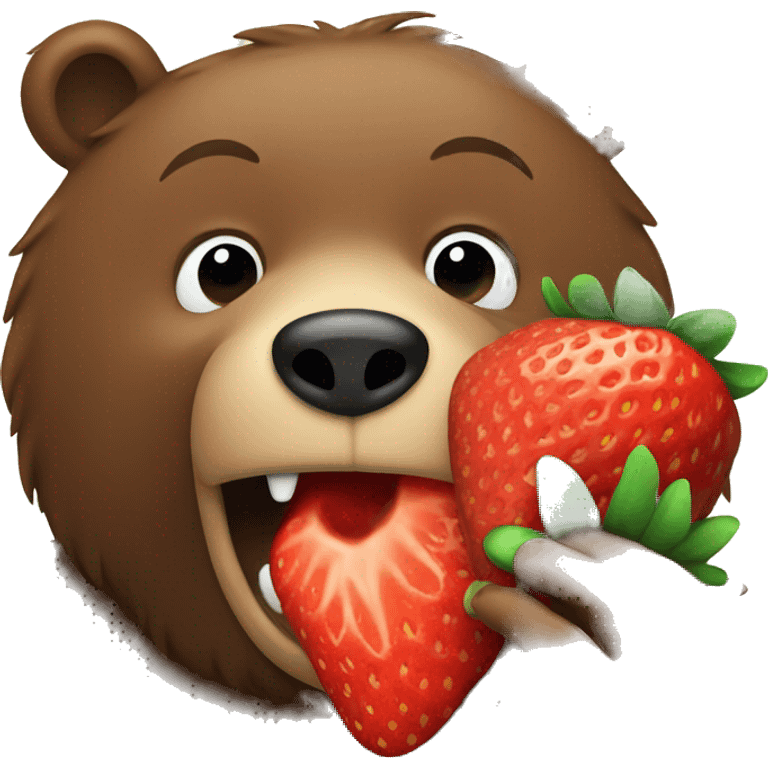 brown Bear eating a strawberry emoji