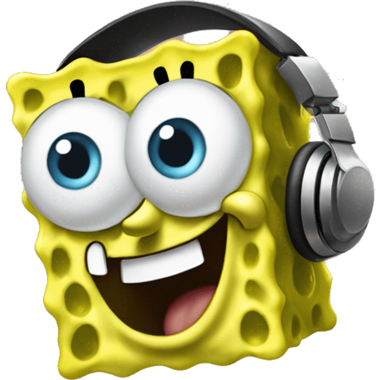 spongebob floating in air with headphones on emoji