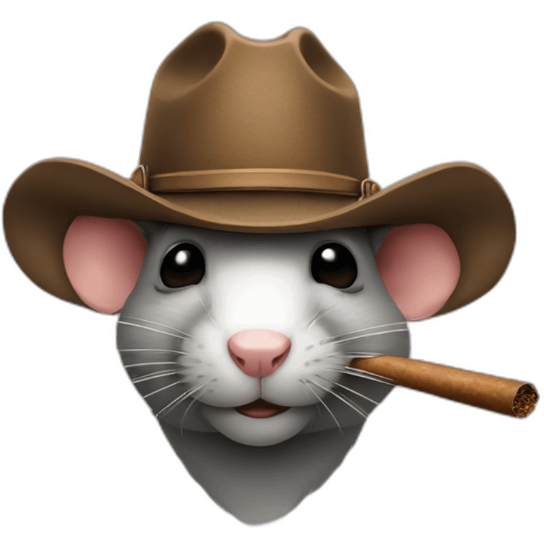 A rat wearing a cowboy hat and smoking a cigar emoji