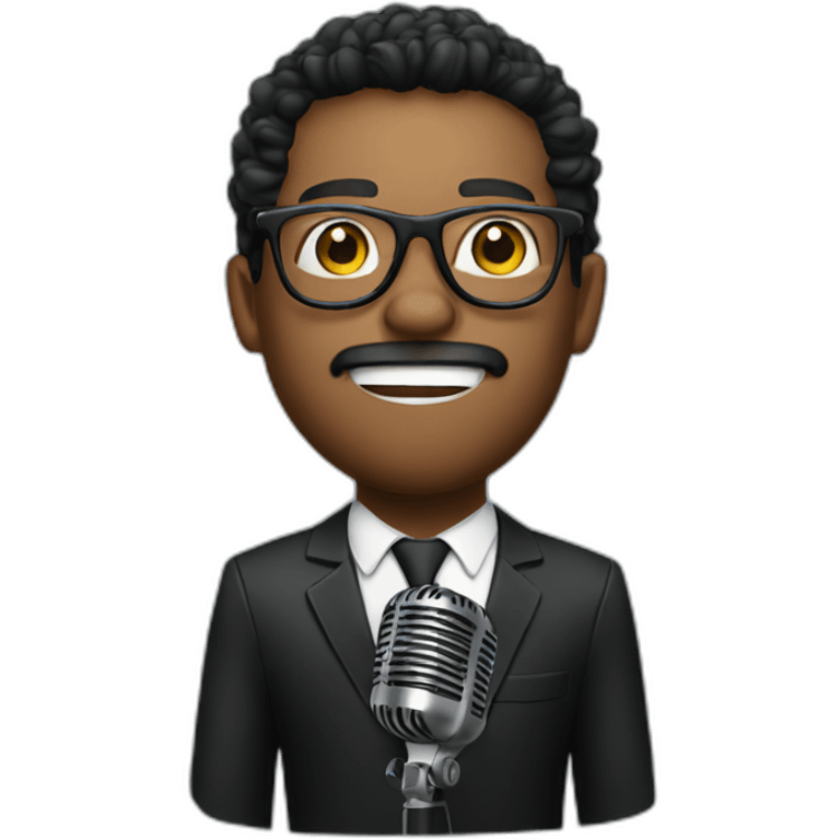 Vocalist with glasses and microphone emoji