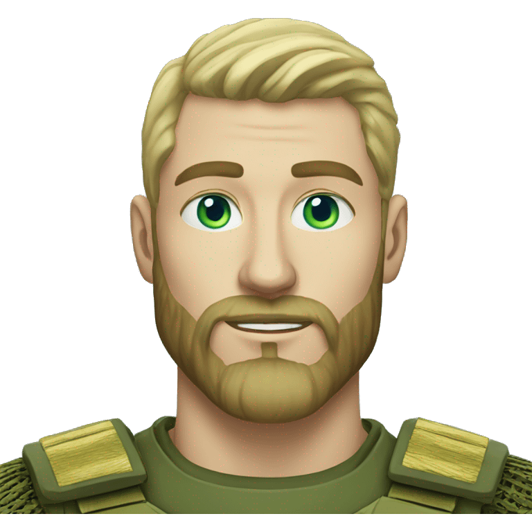 ukrainian military blonde man with a beard with green eyes with blue viking paint on the face  emoji