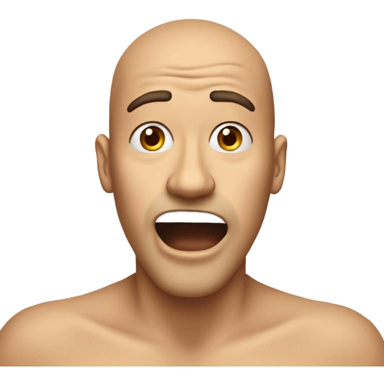 man doing surprised face open mouth with bottom part of a nose sticking out of mouth with top part of nose in mouth emoji