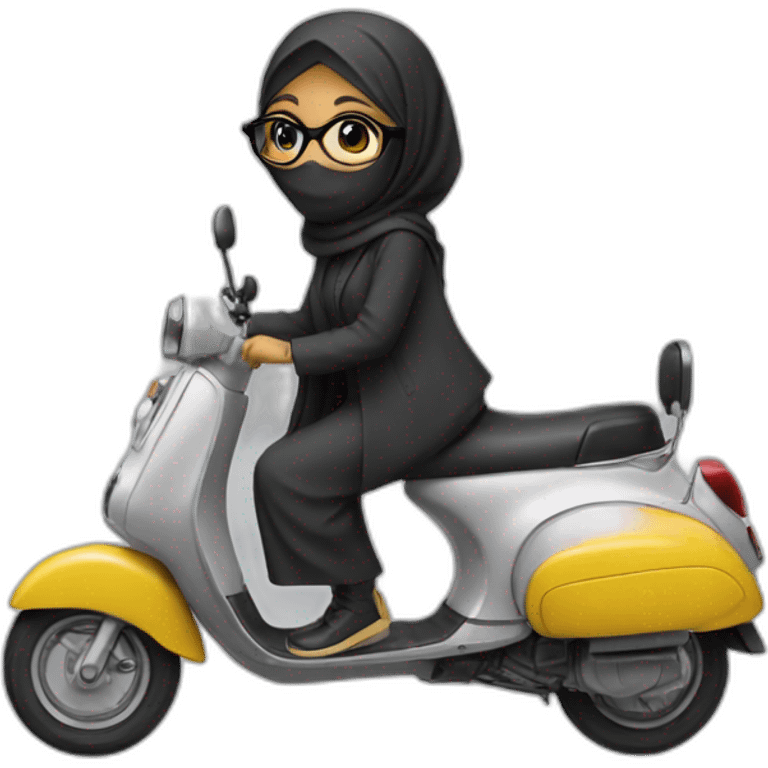 Hijab on scooter with glasses emoji