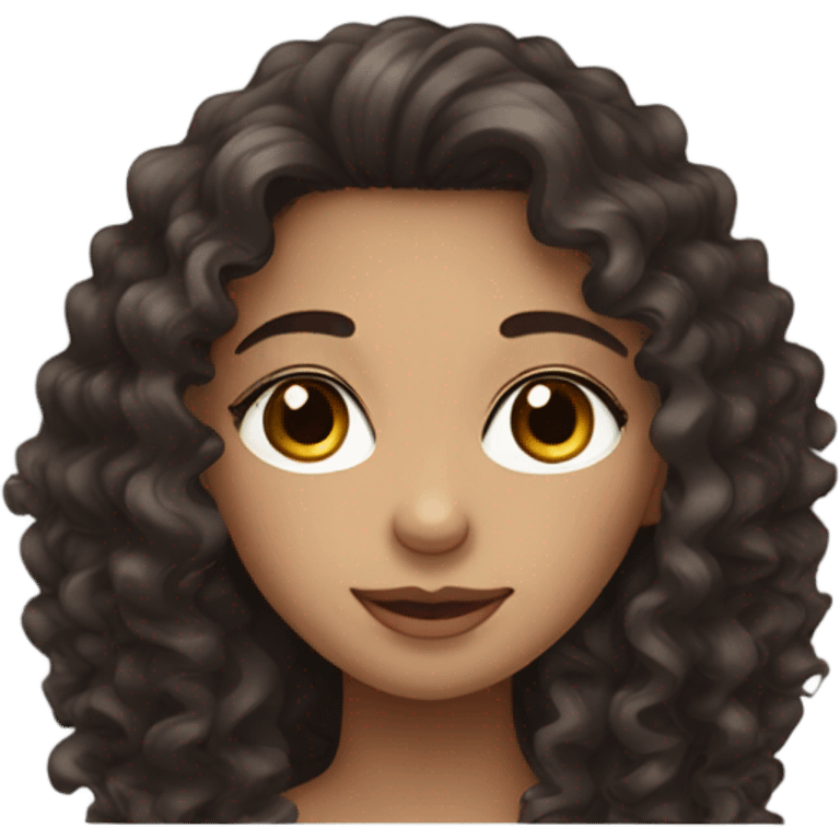 Curly haired girl with long eyelashes and dark brown hair  emoji