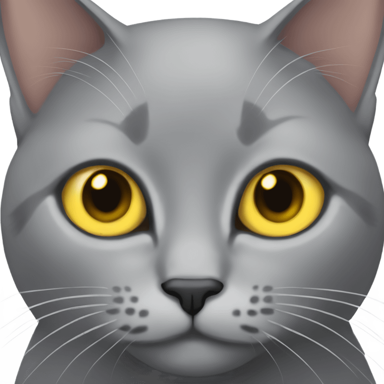 gray cat with lop ears and yellow eyes emoji